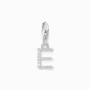 Thomas Sabo Charm-hängsmycke bokstaven E med vita stenar silver