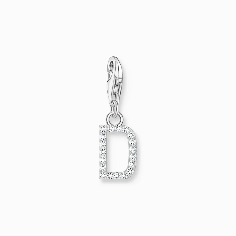 Thomas Sabo Charm-hängsmycke bokstaven D med vita stenar silver