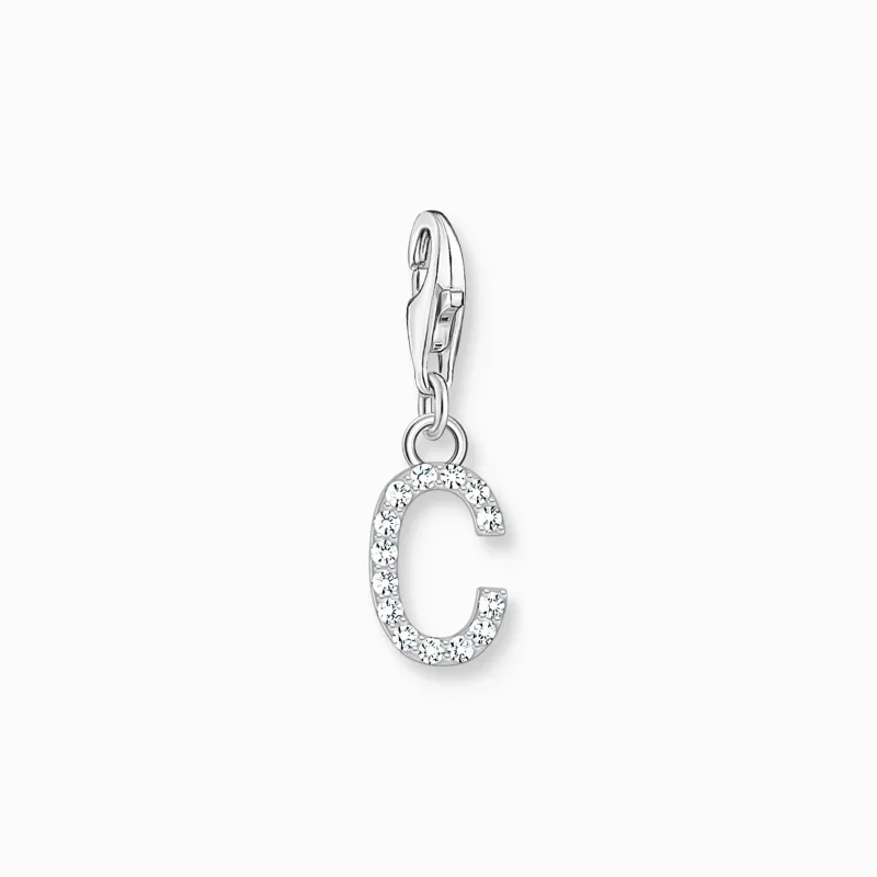 Thomas Sabo Charm-hängsmycke bokstaven C med vita stenar silver