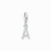 Thomas Sabo Charm-hängsmycke bokstaven A med vita stenar silver