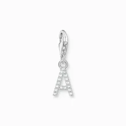 Thomas Sabo Charm-hängsmycke bokstaven A med vita stenar silver