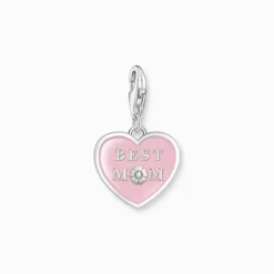 Thomas Sabo Charm-hängsmycke rosa hjärta med Best Mom silver