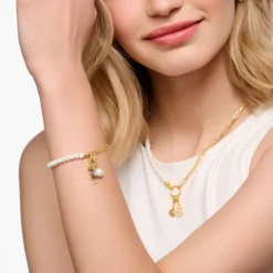 Thomas Sabo Charm-hängsmycke vit pärla guldpläterad