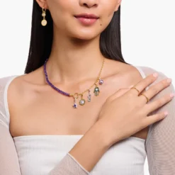 Thomas Sabo Charm Ledamot Charmista Coin Guld Lila 2105-427-13