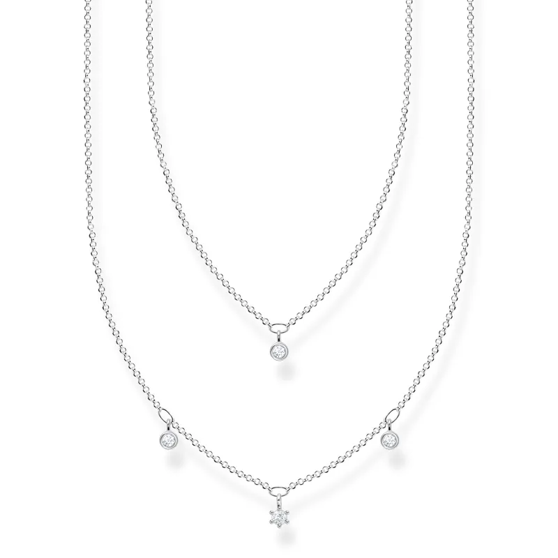 Thomas Sabo Halsband Dubbelt silver med vita stenar – KE2078-051-14