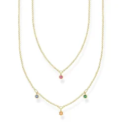 Thomas Sabo Halsband Dubbelt Guld med Färgade Stenar – KE2078-488-7