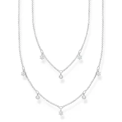 Thomas Sabo Halsband dubbelt silver med vita stenar – KE2072-051-14 (MEGA KAMPANJ)