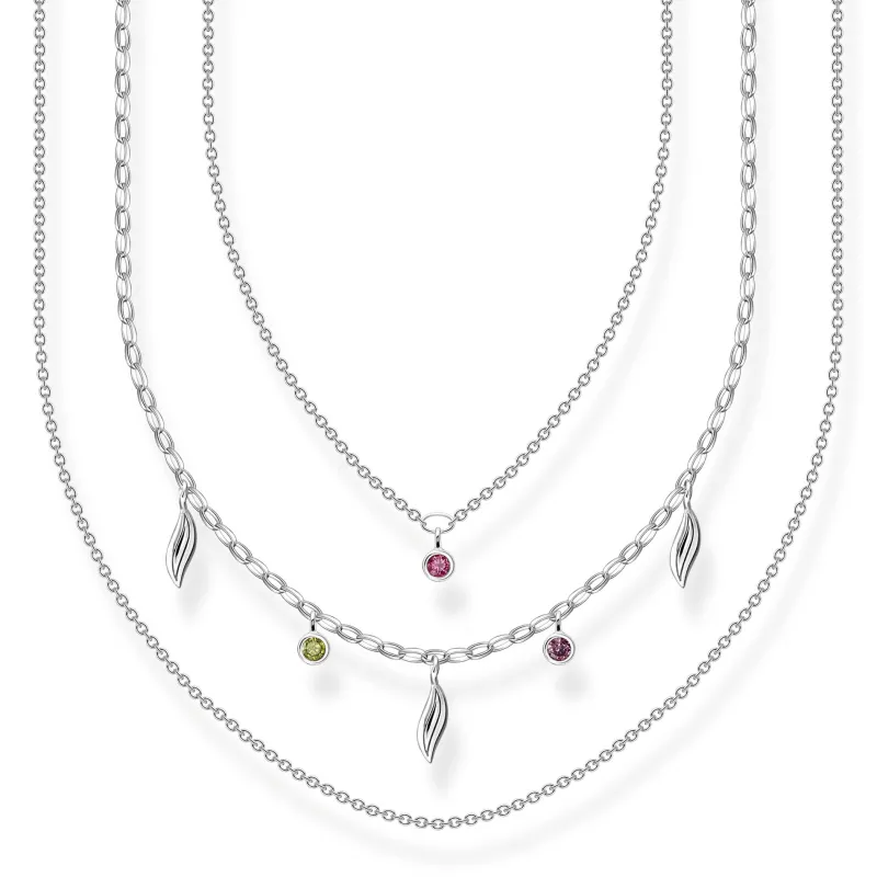 Thomas Sabo Halsband Layering Blad Silver – KE2088-640-7
