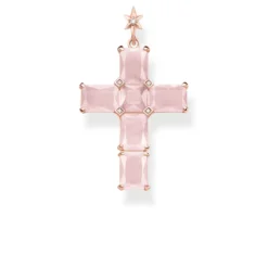Thomas Sabo Hängsmycke Kors, Rosa Stenar Med Stjärna – PE890-417-9