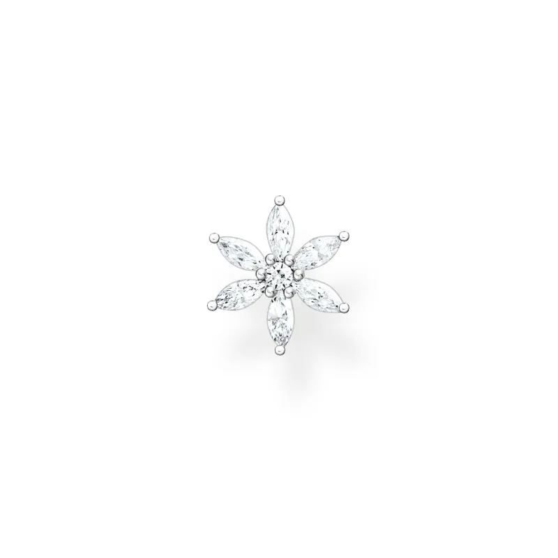 Thomas Sabo Individuellt Stiftörhängen Blomma Vit Stenar Silver – H2196-051-14