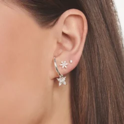 Thomas Sabo Individuellt Stiftörhängen Blomma Vit Stenar Silver – H2196-051-14