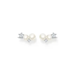 Thomas Sabo Örhängen öronklättrare pärlor med vita stenar silver – H2211-167-14