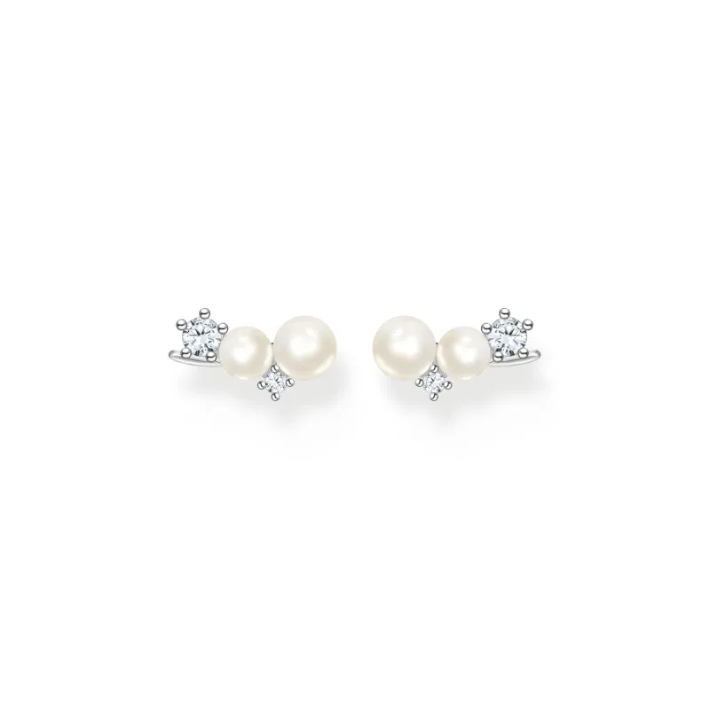 Thomas Sabo Örhängen öronklättrare pärlor med vita stenar silver – H2211-167-14