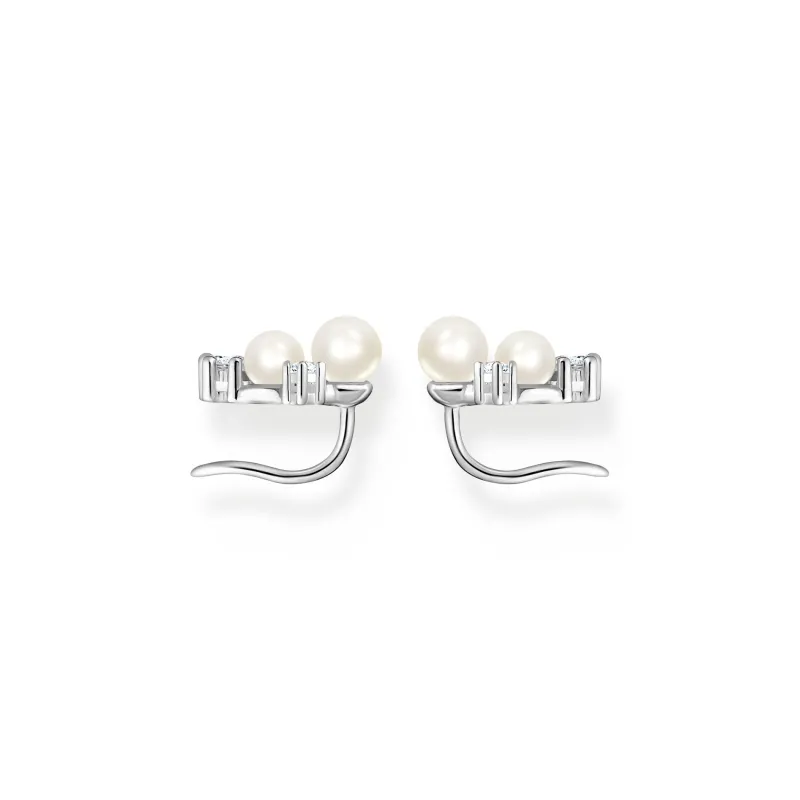 Thomas Sabo Örhängen öronklättrare pärlor med vita stenar silver – H2211-167-14