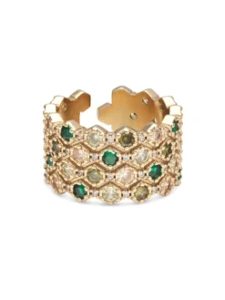Ringar YLVA LI Halo Emerald Ring Guld 3032
