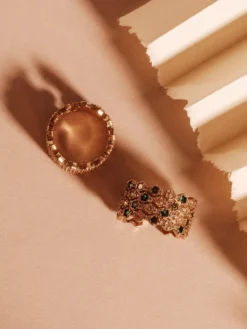 Ringar YLVA LI Halo Emerald Ring Guld 3032