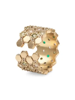 Ringar YLVA LI Halo Emerald Ring Guld 3032