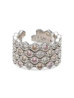 Ringar YLVA LI Halo Pink Champagne Ring Silver 3033