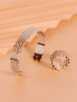 Ringar YLVA LI Halo Pink Champagne Ring Silver 3033