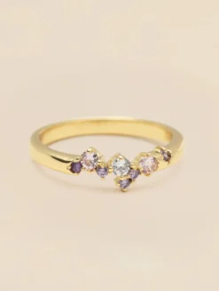 Ringar YLVA LI Petite Meadow Ring Pink Amethyst – Guld